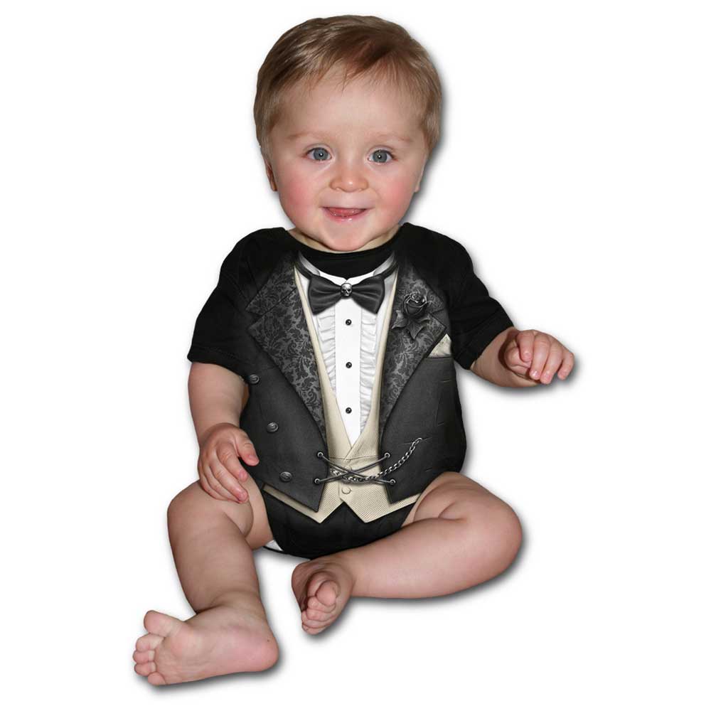 Spiral - TUXED Baby One Piece - Black